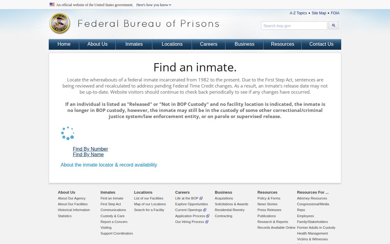 Federal Bureau of Prisons release locator for Green County federal records
